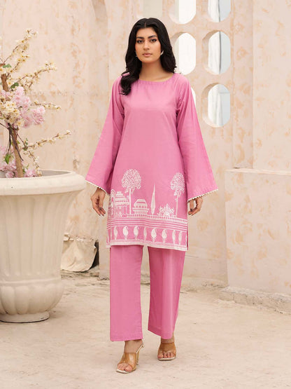 Pink Embroidered Lawn Co-Ord