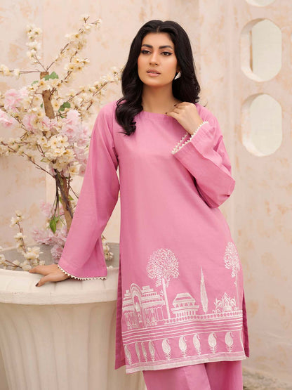 Pink Embroidered Lawn Co-Ord