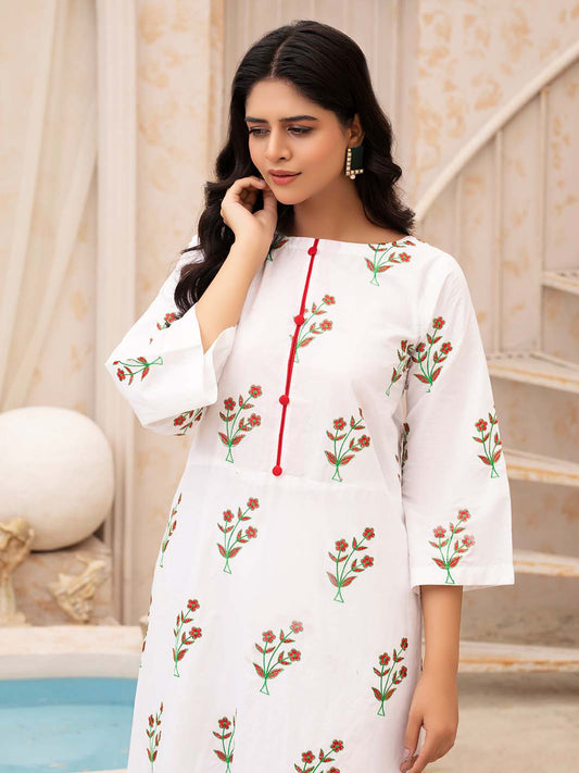 White Embroidered Lawn Co-Ord